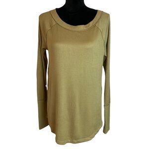 Free People Scoop Neck Long Sleeve Textured Knit Top